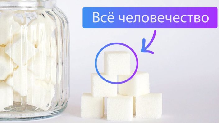 Человечество могло бы поместиться в кубик сахара